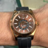ROLEX SKY-DWELLER CAUCHO - MARRÓN