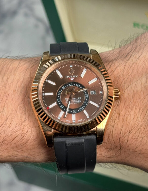 ROLEX SKY-DWELLER CAUCHO - MARRÓN