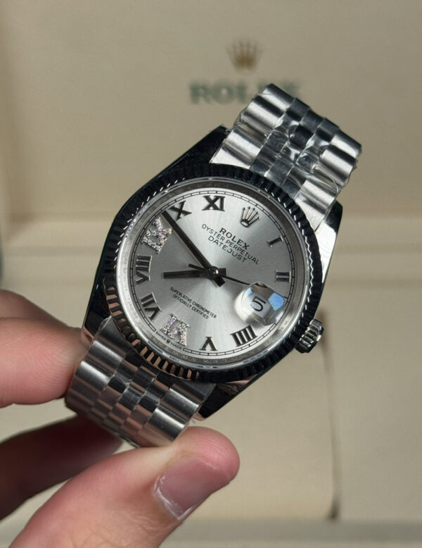 ROLEX DATEJUST DAMA 36MM SUIZO DIAMANTES PLATEADO