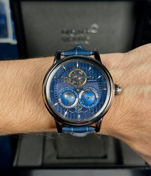 MONTBLANC TOURBILLON CYLINDRIQUE GEOSPHERES VASCO DA GAMA BLUE DIAL