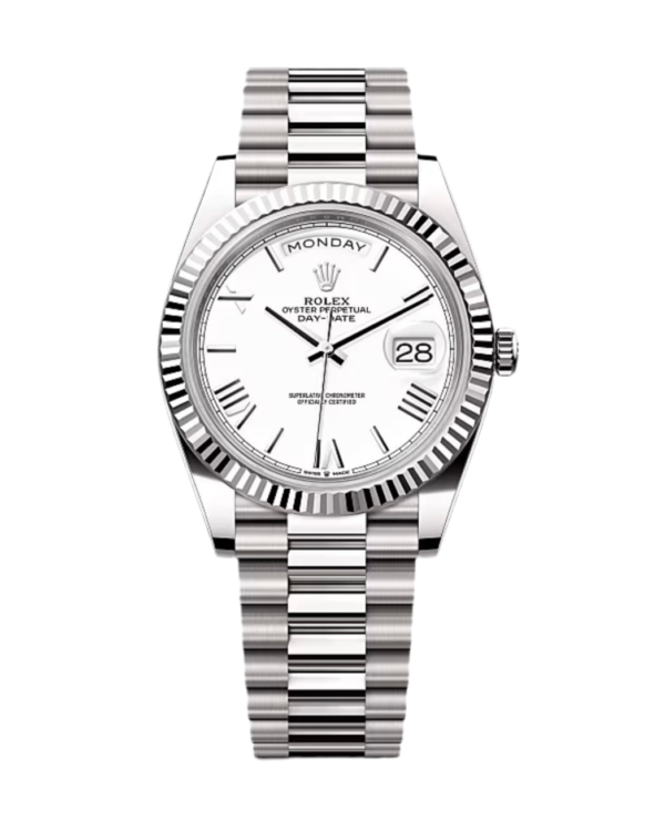 DAY-DATE SUIZO - ACERO FONDO BLANCO