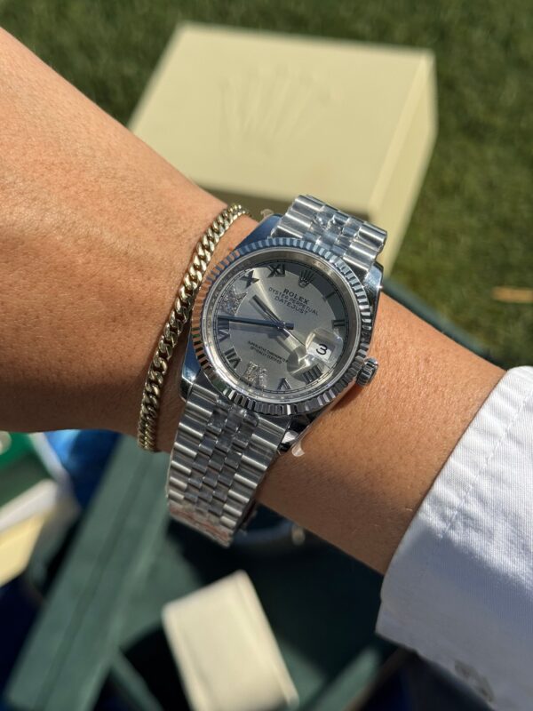 ROLEX DATEJUST DAMA 36MM SUIZO DIAMANTES PLATEADO
