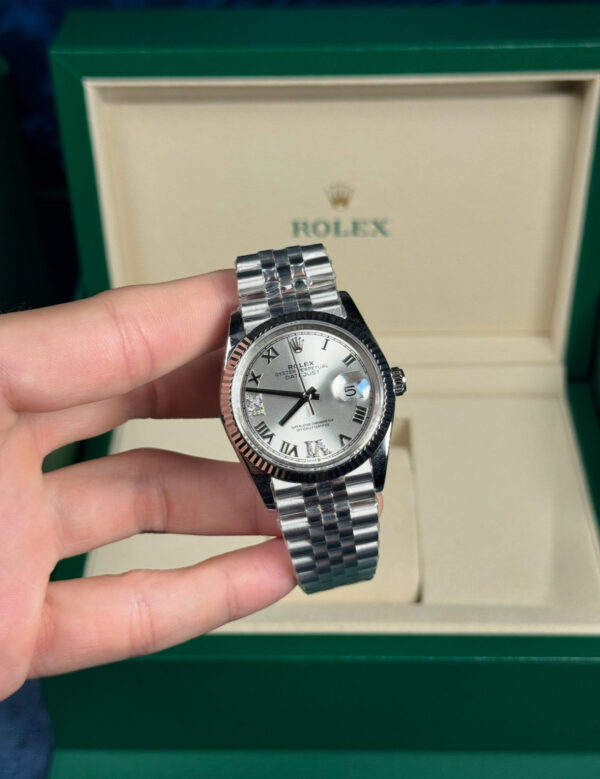 ROLEX DATEJUST DAMA 36MM SUIZO DIAMANTES PLATEADO