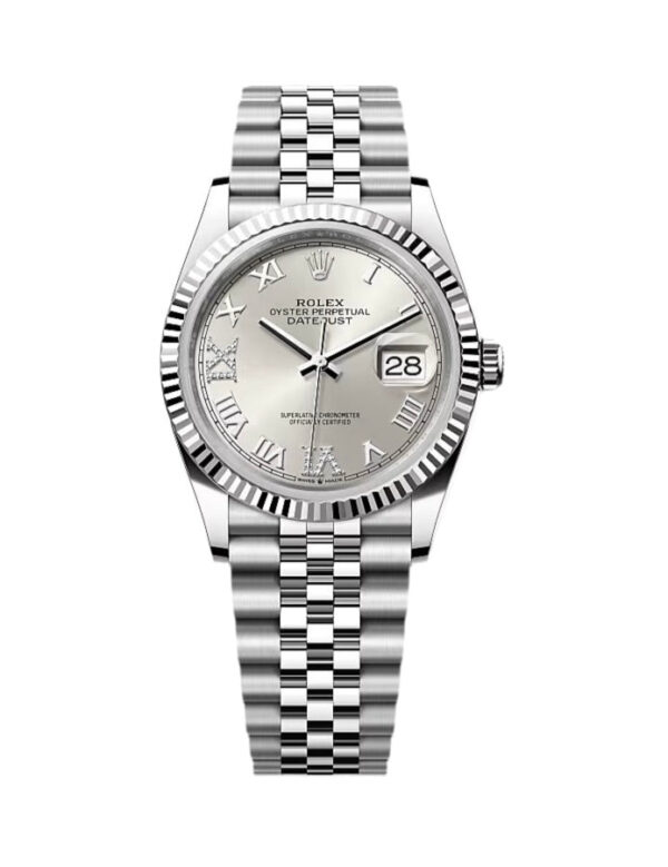 ROLEX DATEJUST DAMA 36MM SUIZO DIAMANTES PLATEADO